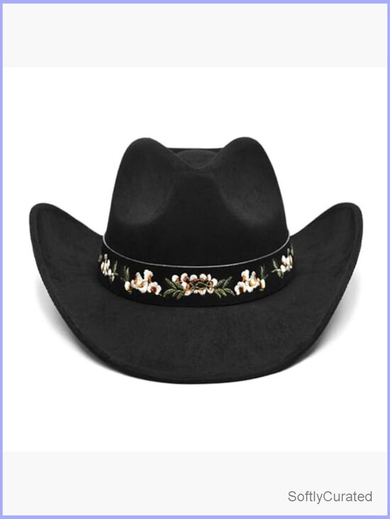 Felt Teardrop Western Cowgirl Hat, Adjustable, Wide Brim, Unisex main image 4